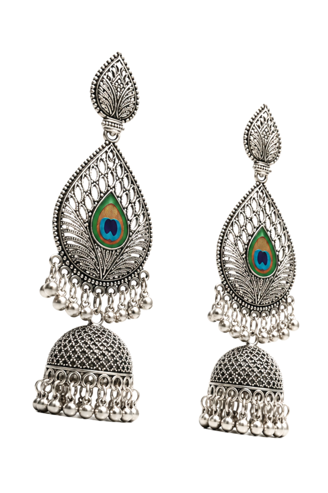 Peacock Inspired Jhumkas