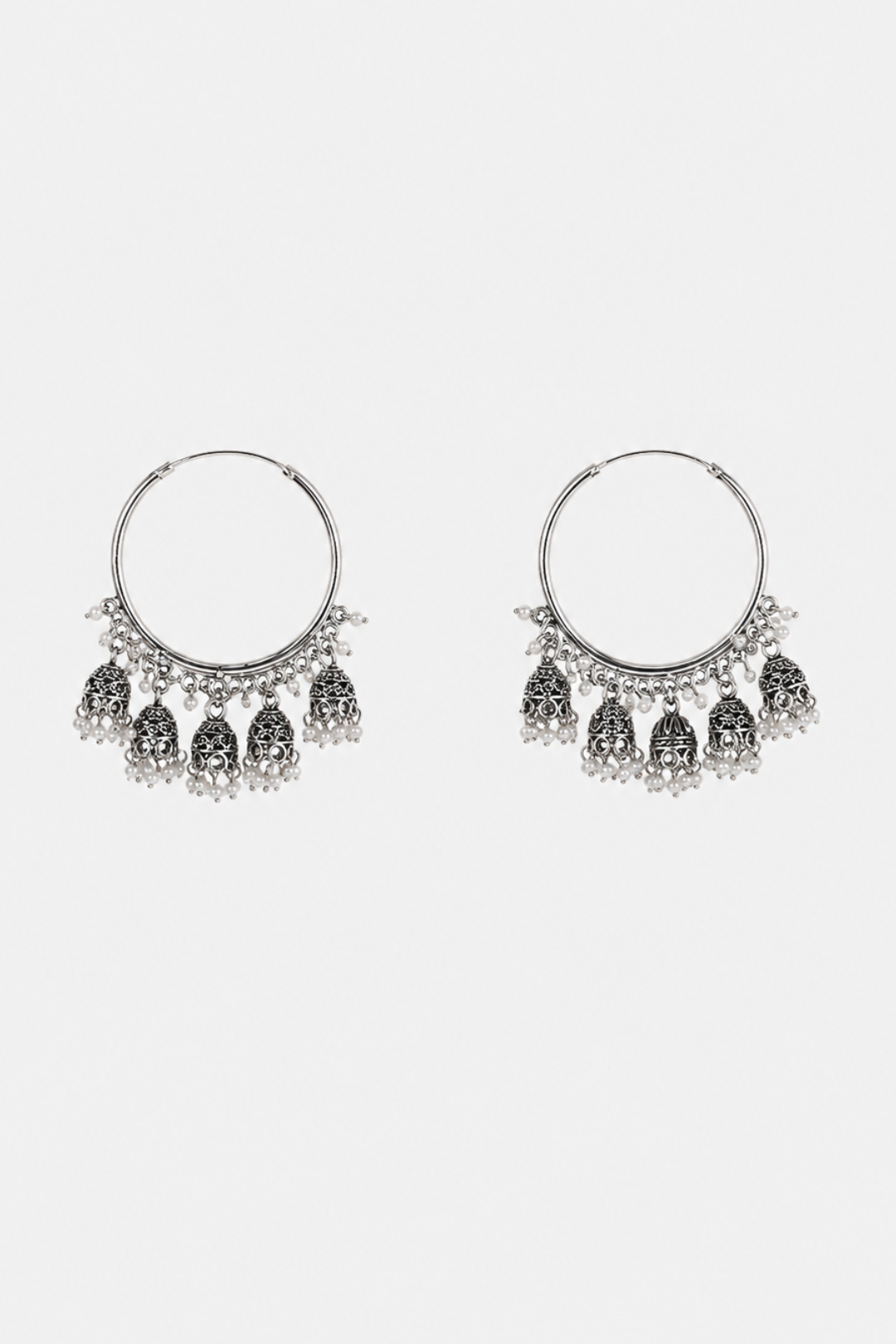 Chaand Inspired Silver Jhumkas 