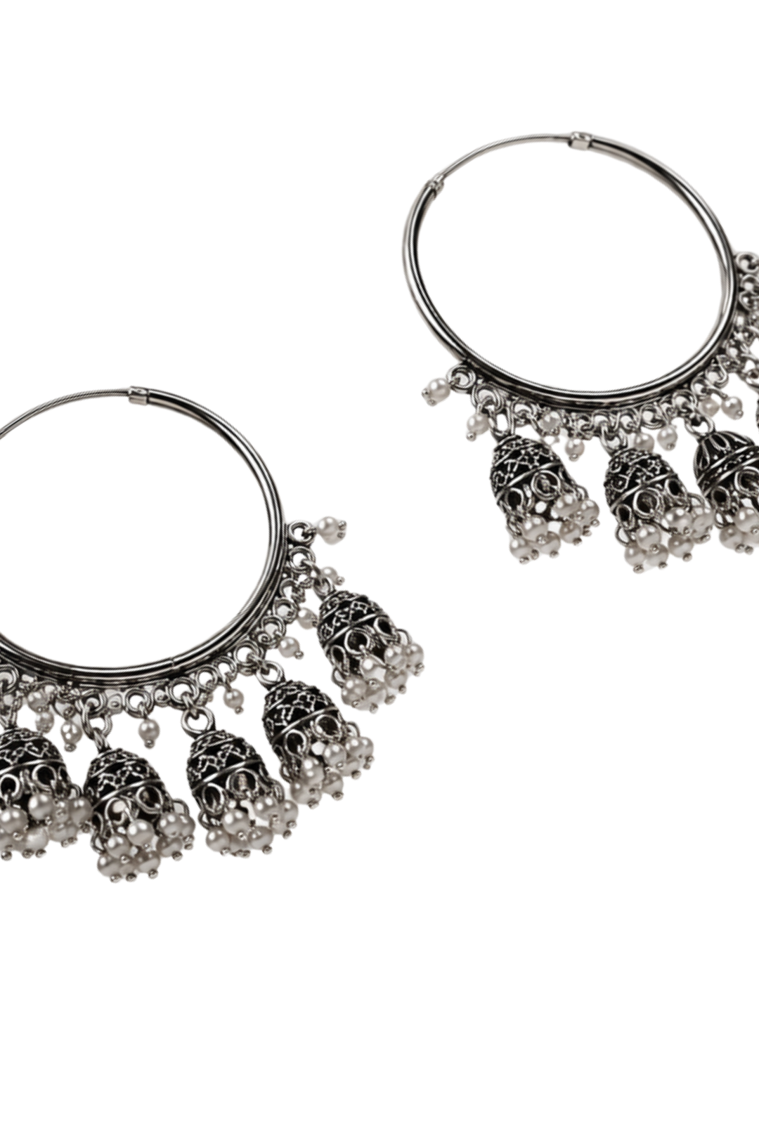 Chaand Inspired Silver Jhumkas